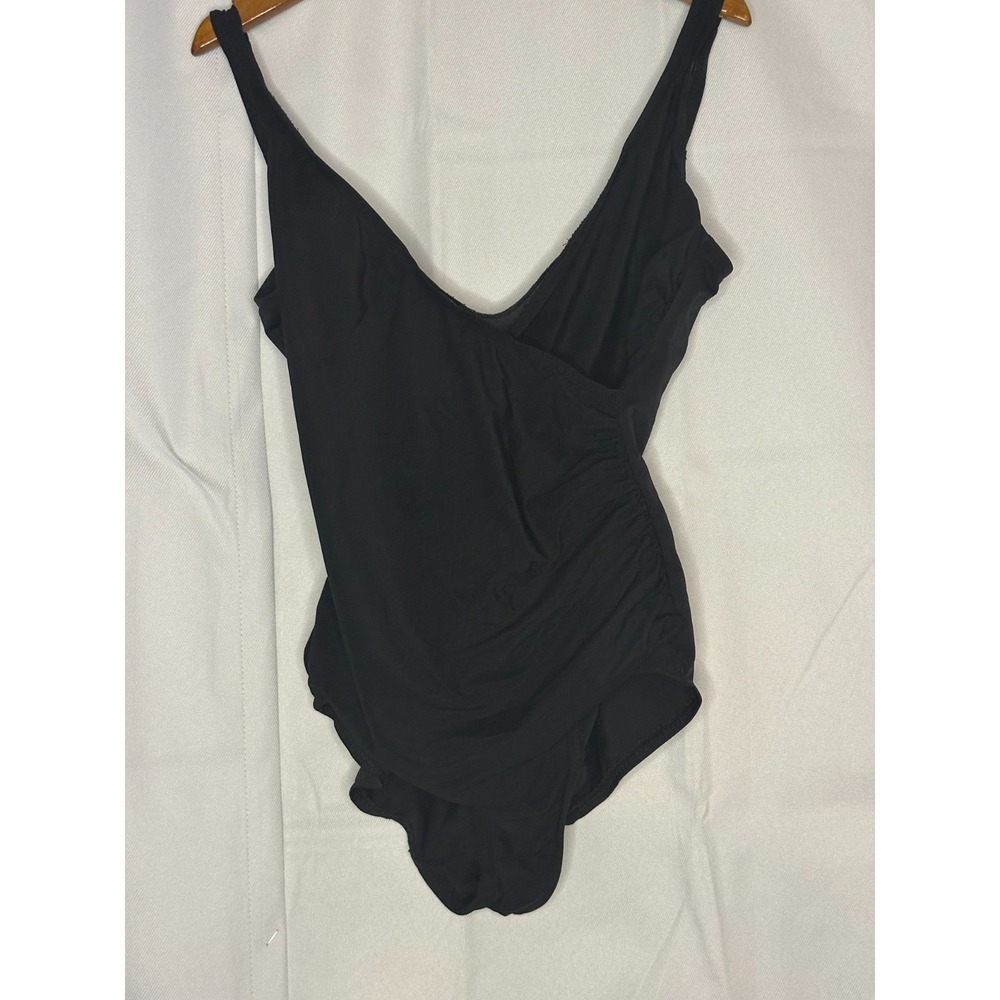 Miraclesuit Vintage Black One Piece Swimsuit Size 12 Ruched Tummy Control Retro